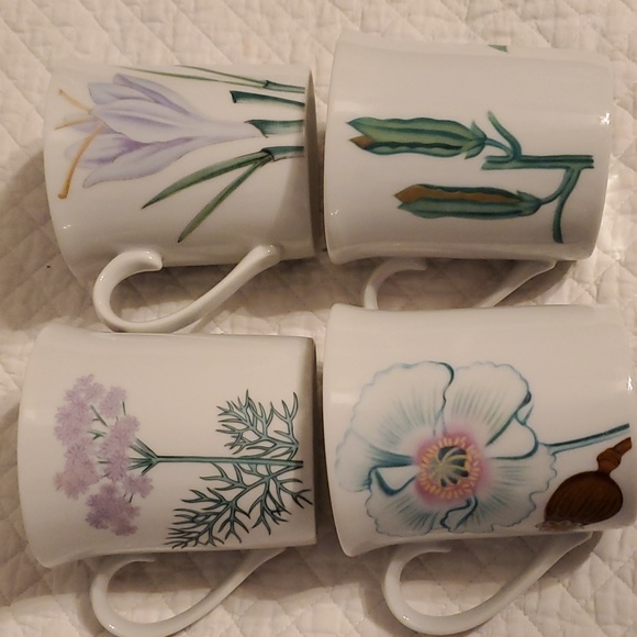 Vtg Set Of 4 Horchow Botanical Herb Mugs Cups - Picture 7 of 11